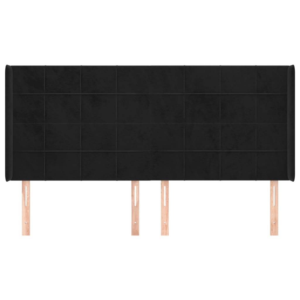 vidaXL Kopfteil mit Ohren Schwarz 163x16x118/128 cm Samt