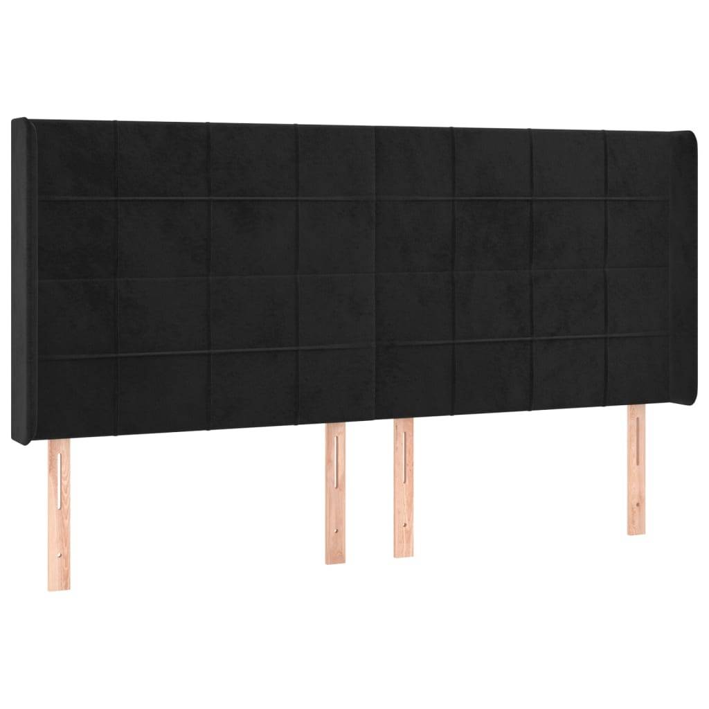 vidaXL Kopfteil mit Ohren Schwarz 163x16x118/128 cm Samt