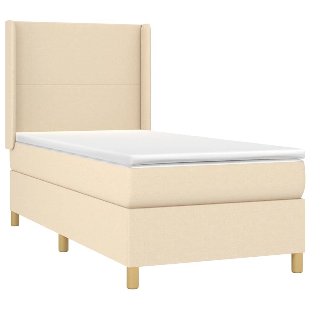 vidaXL Boxspringbett mit Matratze &amp; LED Creme 80x200 cm Stoff