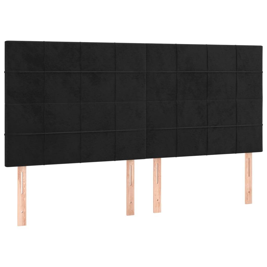 vidaXL Kopfteile 4 Stk. Schwarz 100x5x78/88 cm Samt