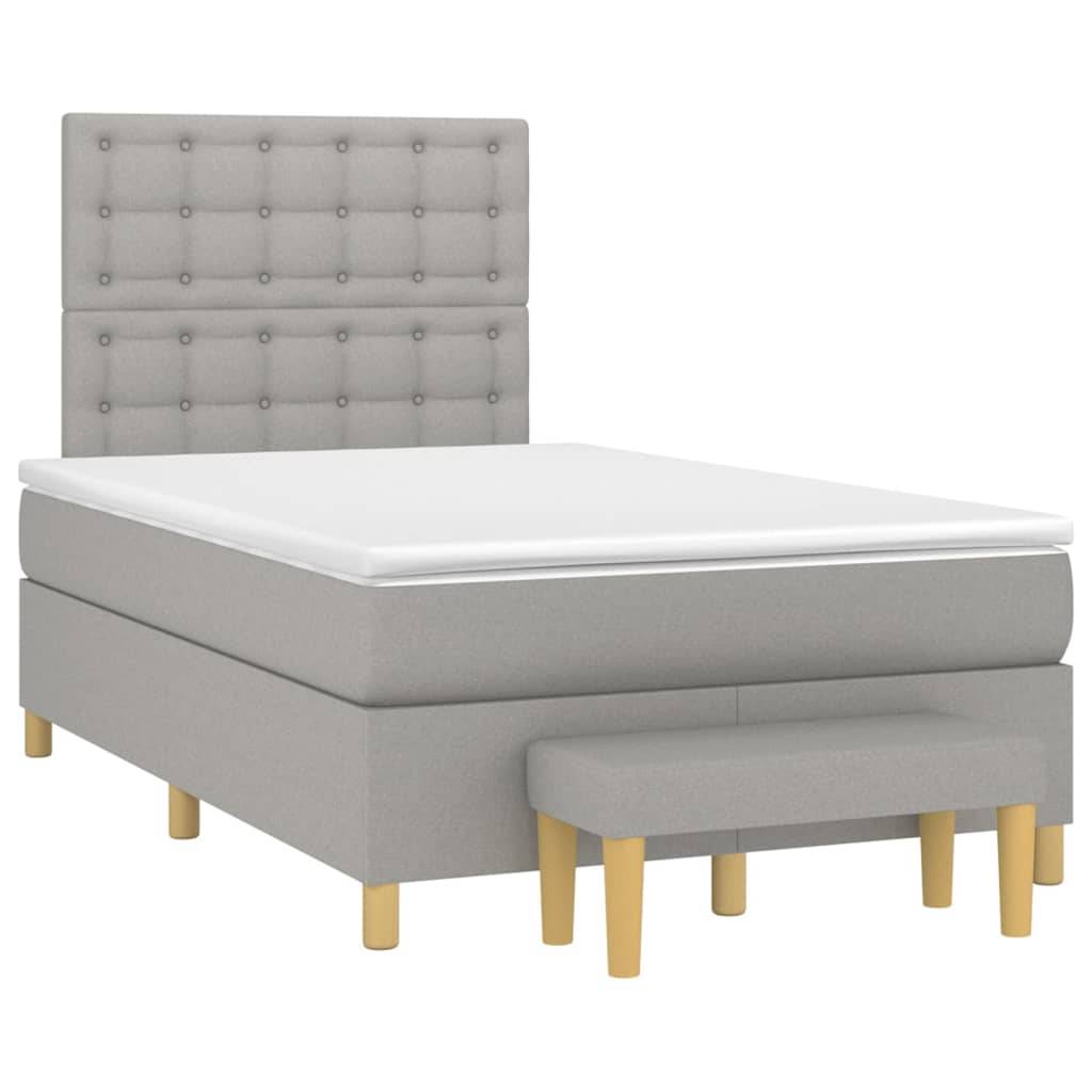 vidaXL Boxspringbett mit Matratze Hellgrau 120x200 cm Stoff