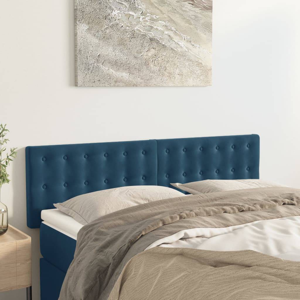 vidaXL Kopfteile 2 Stk. Dunkelblau 72x5x78/88 cm Samt