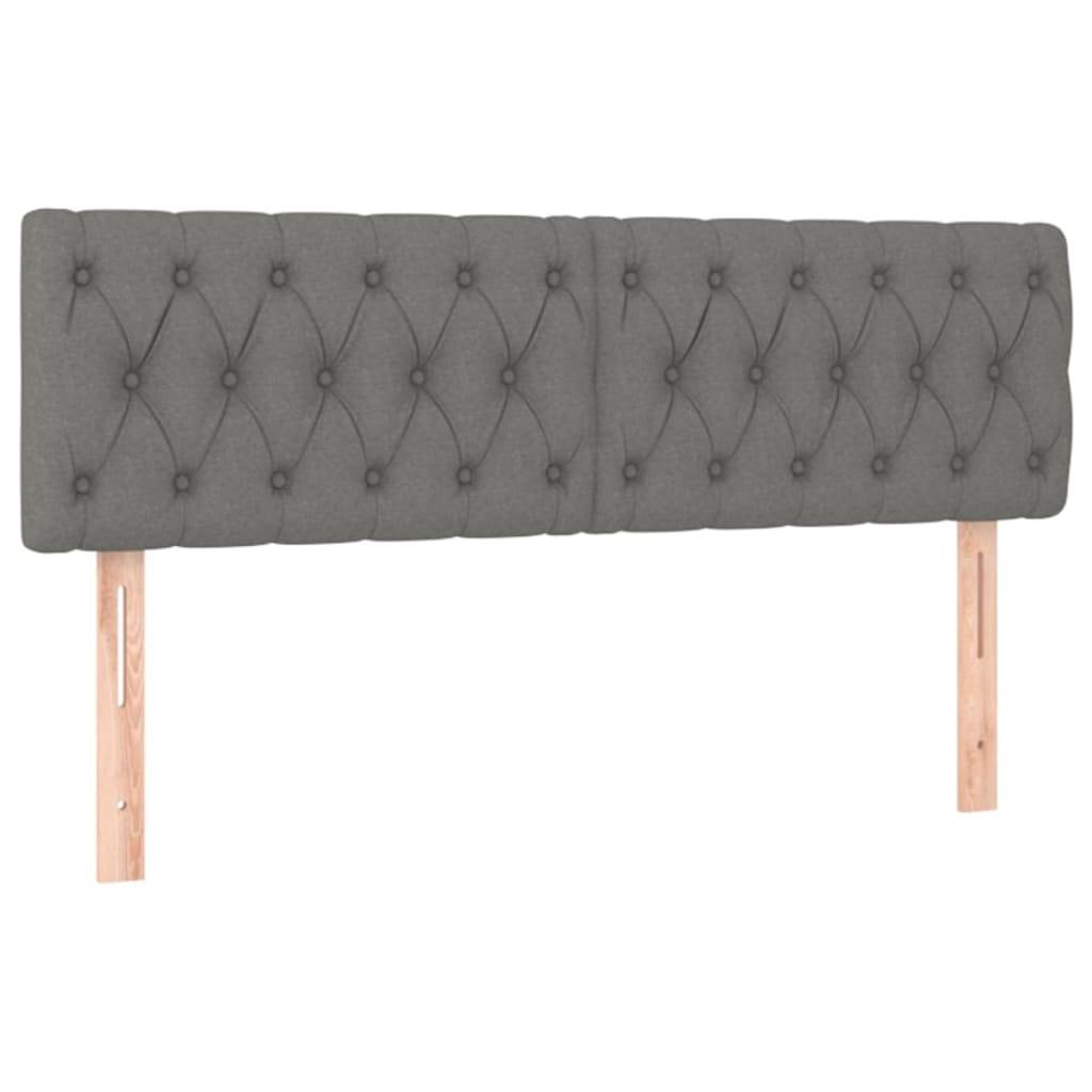vidaXL Kopfteile 2 Stk. Dunkelgrau 72x7x78/88 cm Stoff