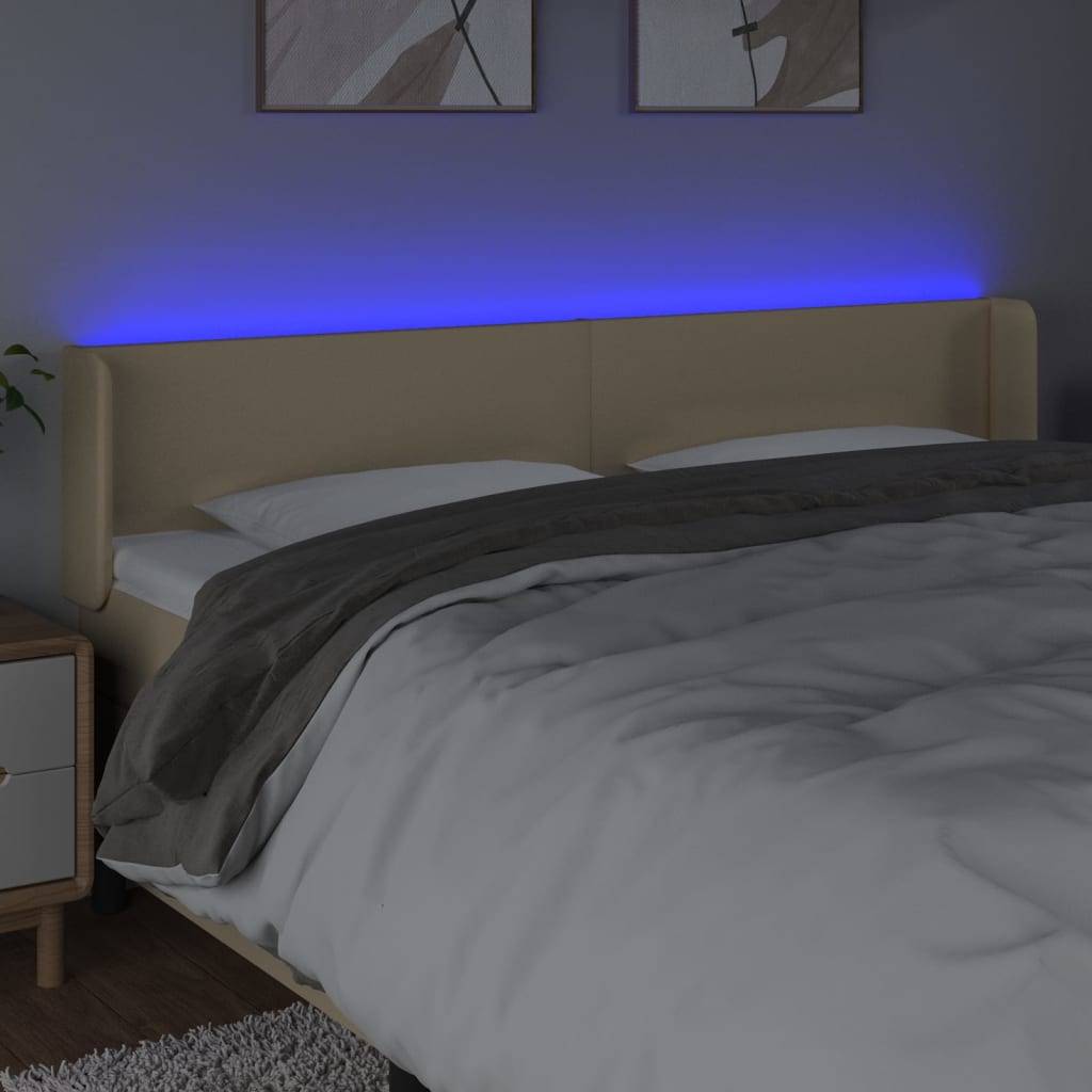 vidaXL LED Kopfteil Creme 183x16x78/88 cm Stoff
