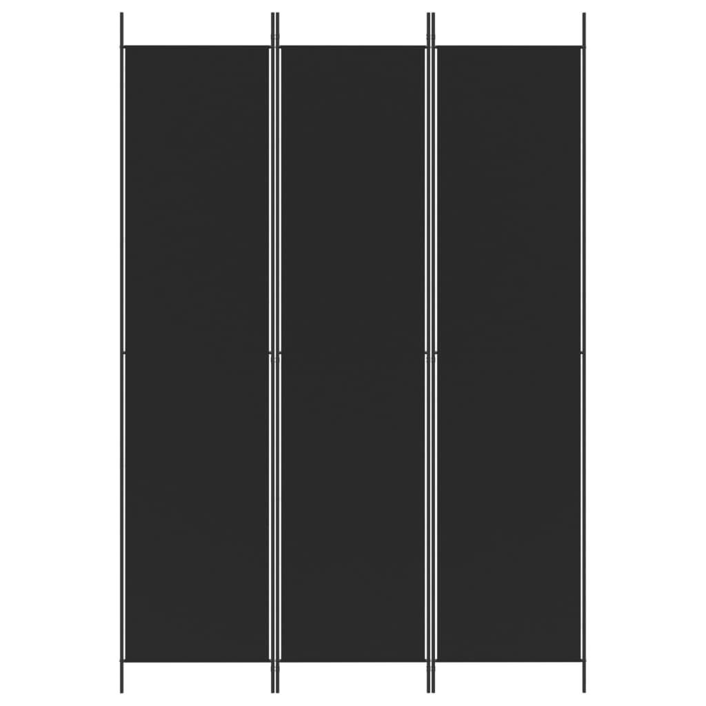 vidaXL 3-tlg. Paravent Schwarz 150x220 cm Stoff