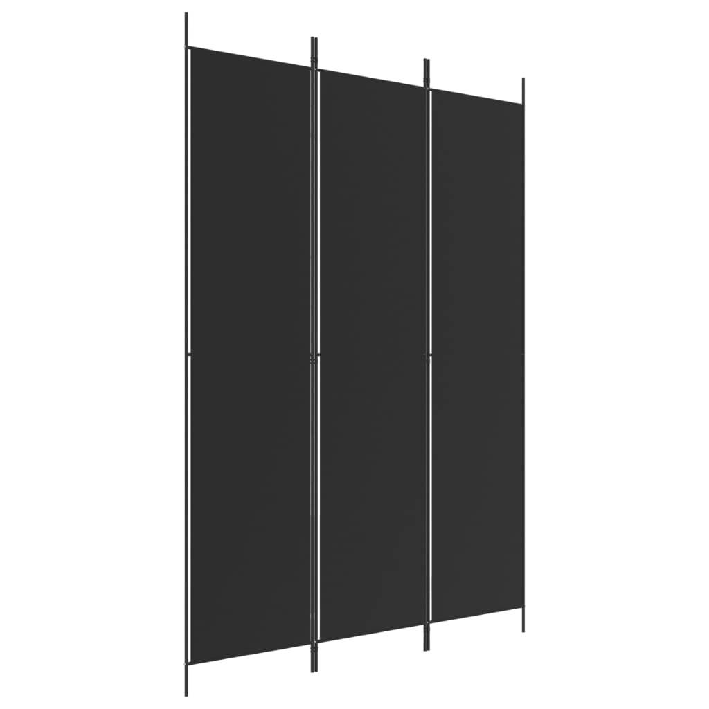 vidaXL 3-tlg. Paravent Schwarz 150x220 cm Stoff