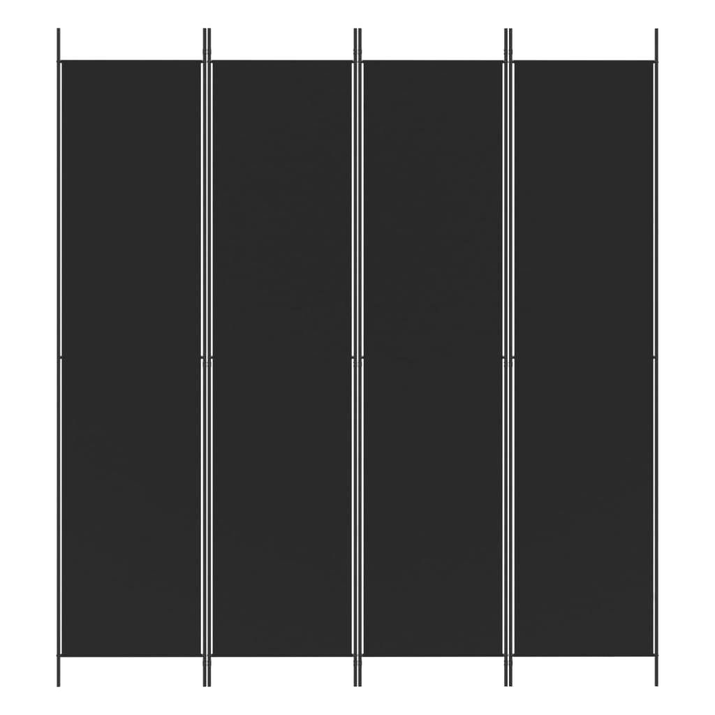 vidaXL 4-tlg. Paravent Schwarz 200x220 cm Stoff