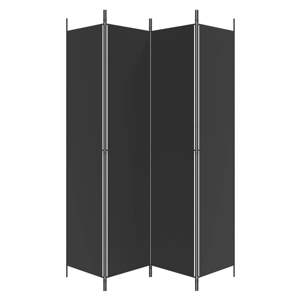 vidaXL 4-tlg. Paravent Schwarz 200x220 cm Stoff