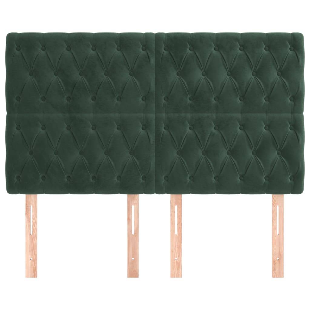 vidaXL Kopfteile 4 Stk. Dunkelgrün 80x7x78/88 cm Samt