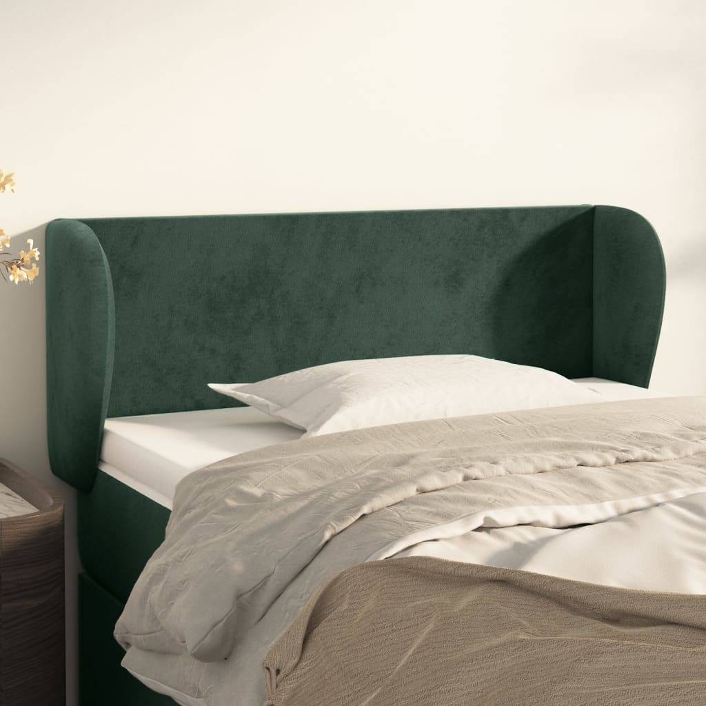 vidaXL Kopfteil mit Ohren Dunkelgrün 93x23x78/88 cm Samt