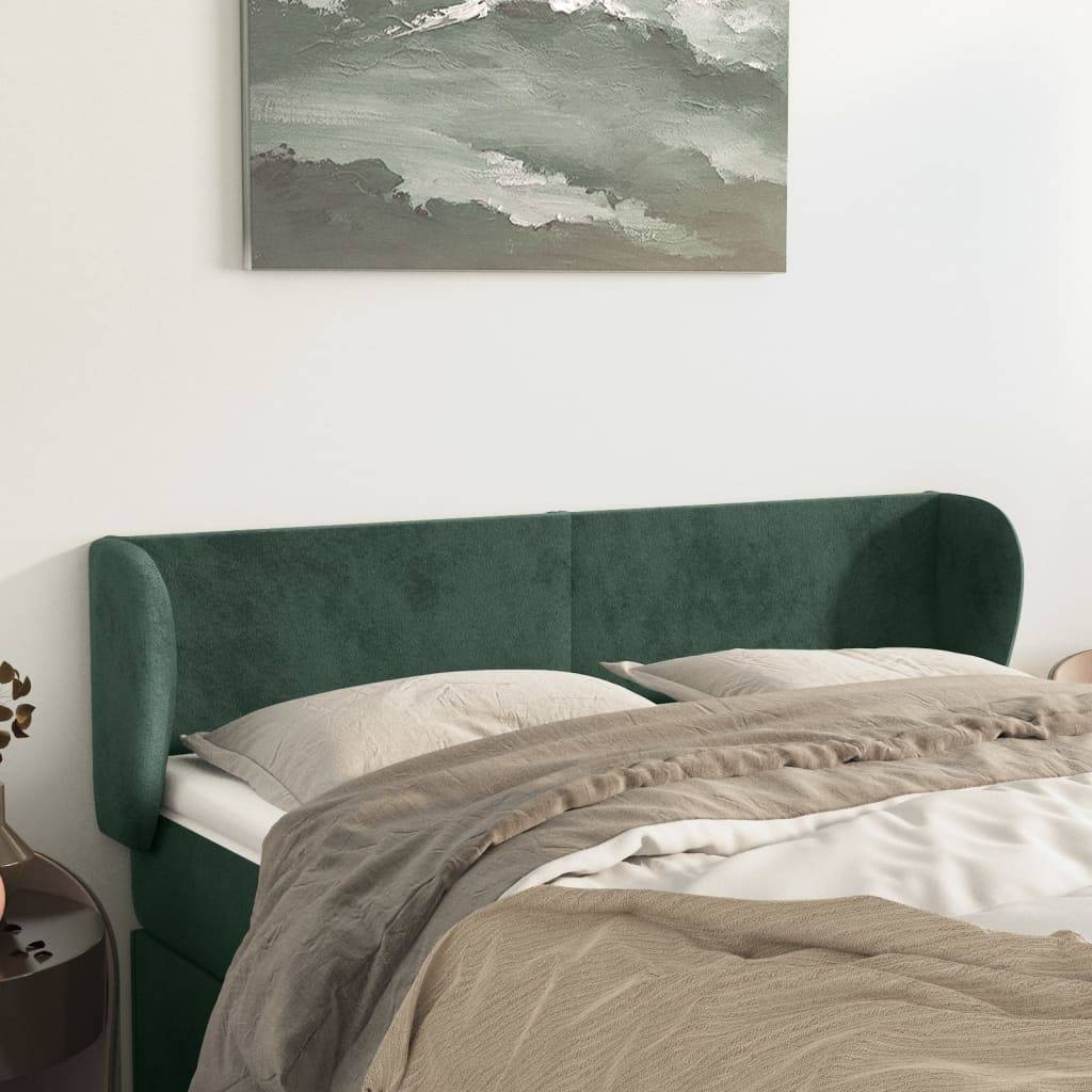 vidaXL Kopfteil mit Ohren Dunkelgrün 147x23x78/88 cm Samt