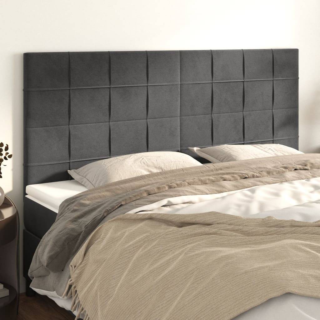 vidaXL Kopfteile 4 Stk. Dunkelgrau 90x5x78/88 cm Samt