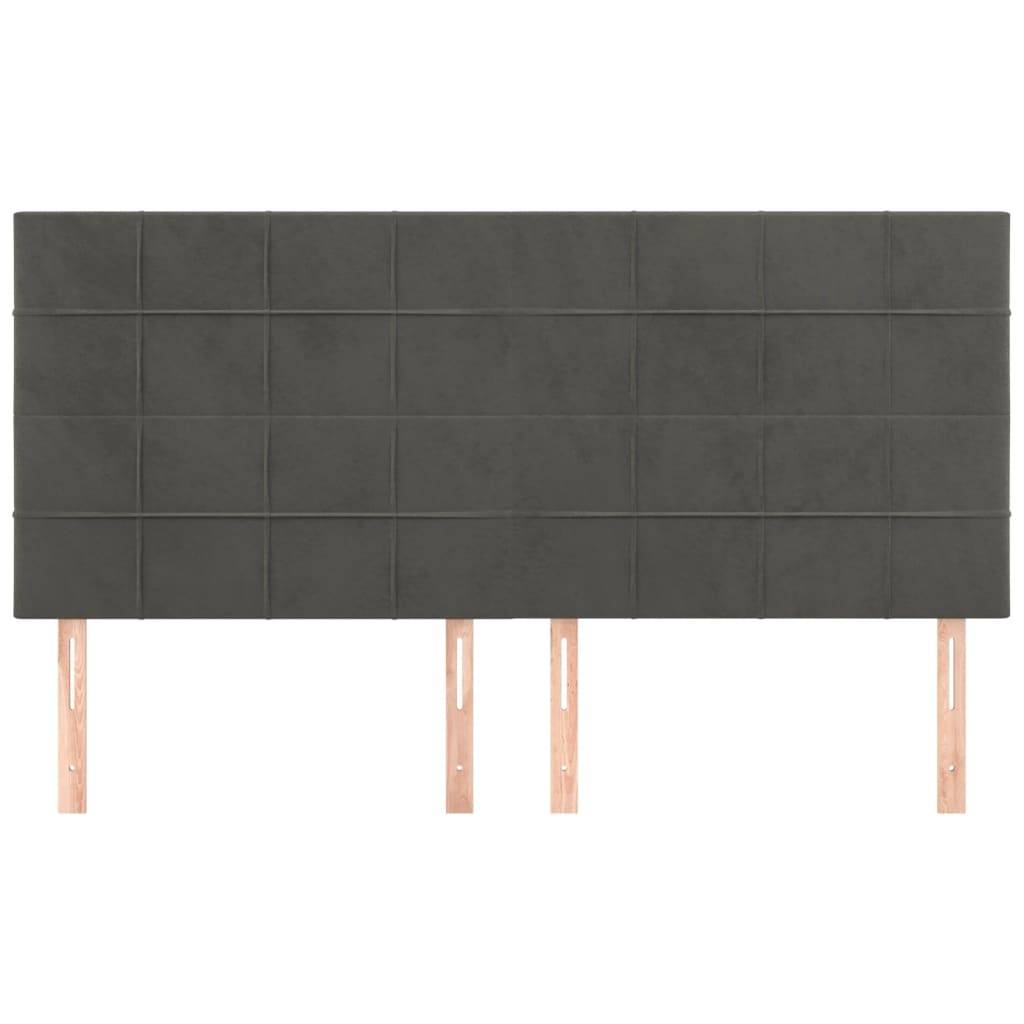 vidaXL Kopfteile 4 Stk. Dunkelgrau 90x5x78/88 cm Samt