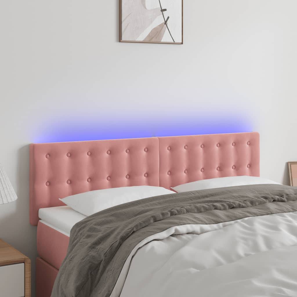 vidaXL LED Kopfteil Rosa 144x5x78/88 cm Samt