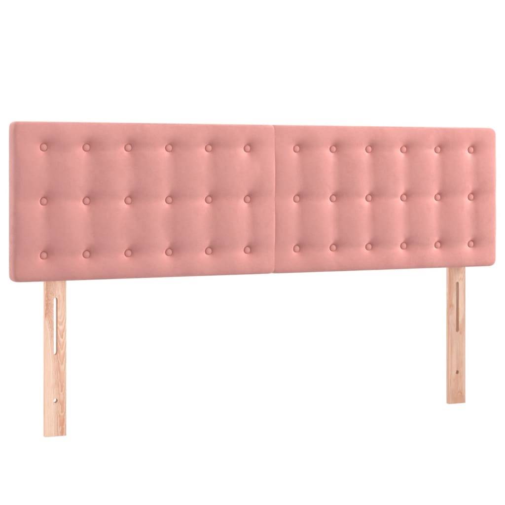 vidaXL LED Kopfteil Rosa 144x5x78/88 cm Samt