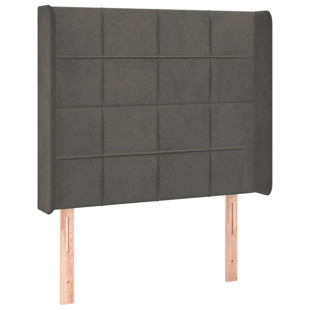 vidaXL LED Kopfteil Dunkelgrau 93x16x118/128 cm Samt