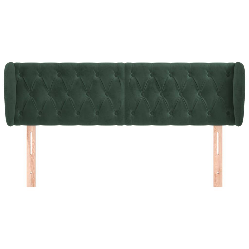 vidaXL Kopfteil mit Ohren Dunkelgrün 163x23x78/88 cm Samt