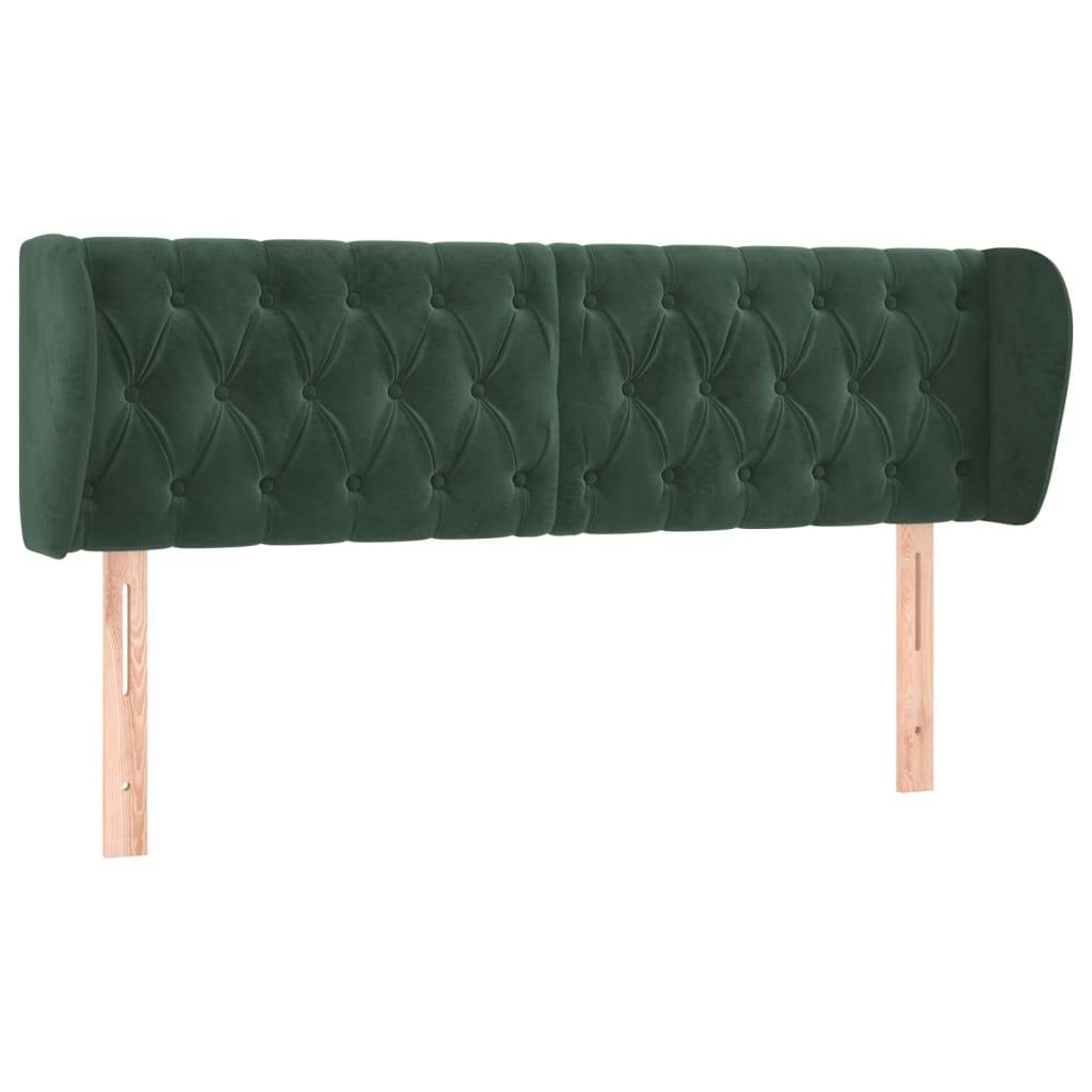 vidaXL Kopfteil mit Ohren Dunkelgrün 163x23x78/88 cm Samt
