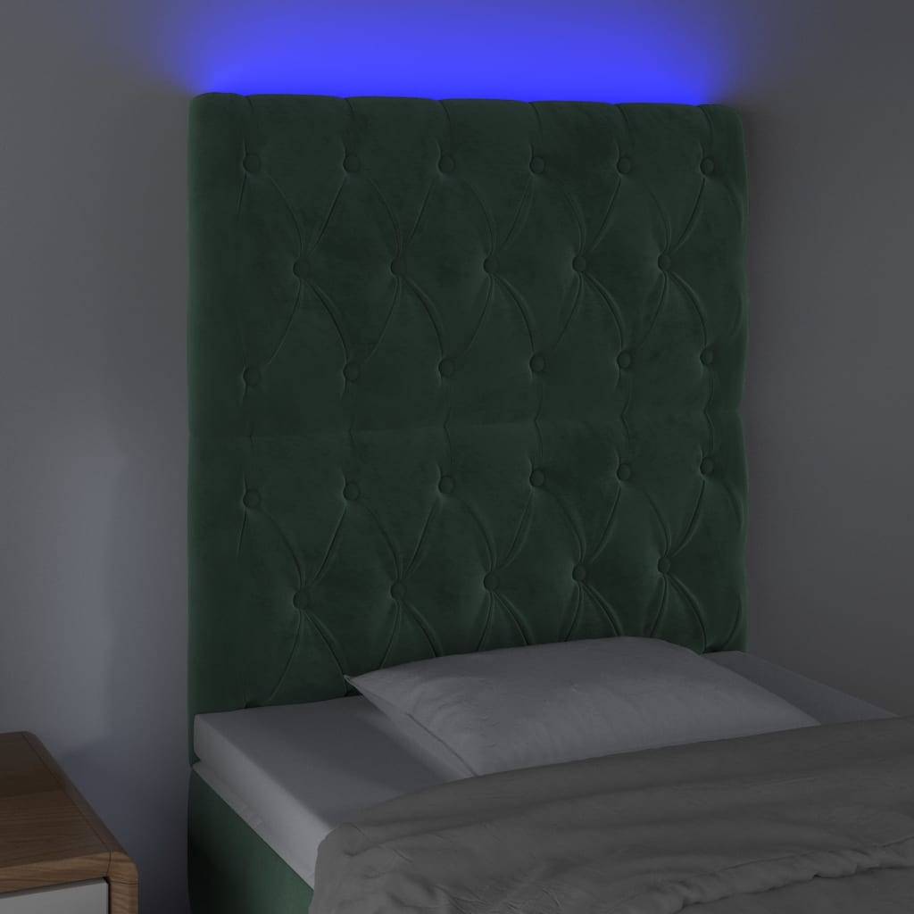 vidaXL LED Kopfteil Dunkelgrün 80x7x118/128 cm Samt