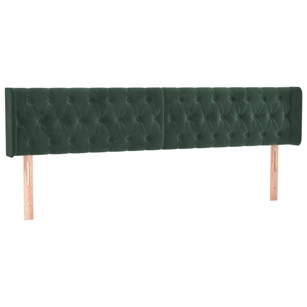 vidaXL Kopfteil mit Ohren Dunkelgrün 183x16x78/88 cm Samt