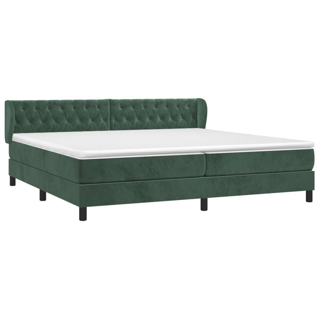 vidaXL Boxspringbett mit Matratze Dunkelgrün 200x200 cm Samt