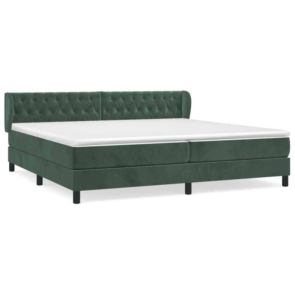 vidaXL Boxspringbett mit Matratze Dunkelgrün 200x200 cm Samt