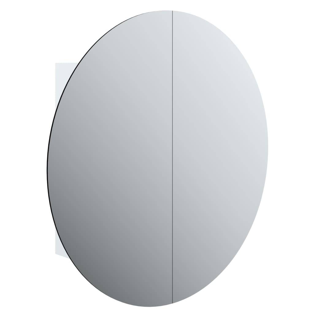 vidaXL Badezimmerschrank mit Rundem Spiegel & LED Weiß 54x54x17,5 cm