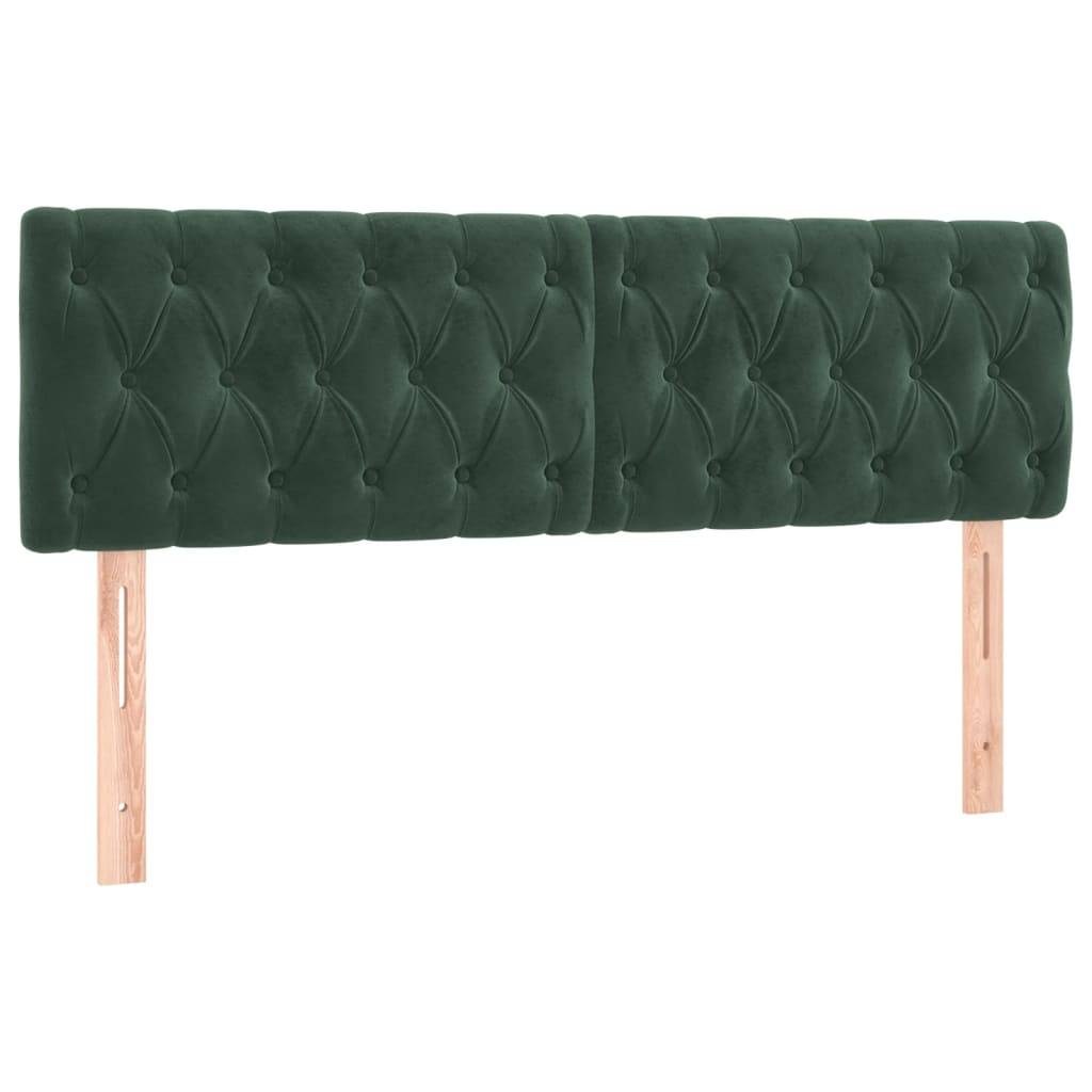 vidaXL Kopfteile 2 Stk. Dunkelgrün 80x7x78/88 cm Samt