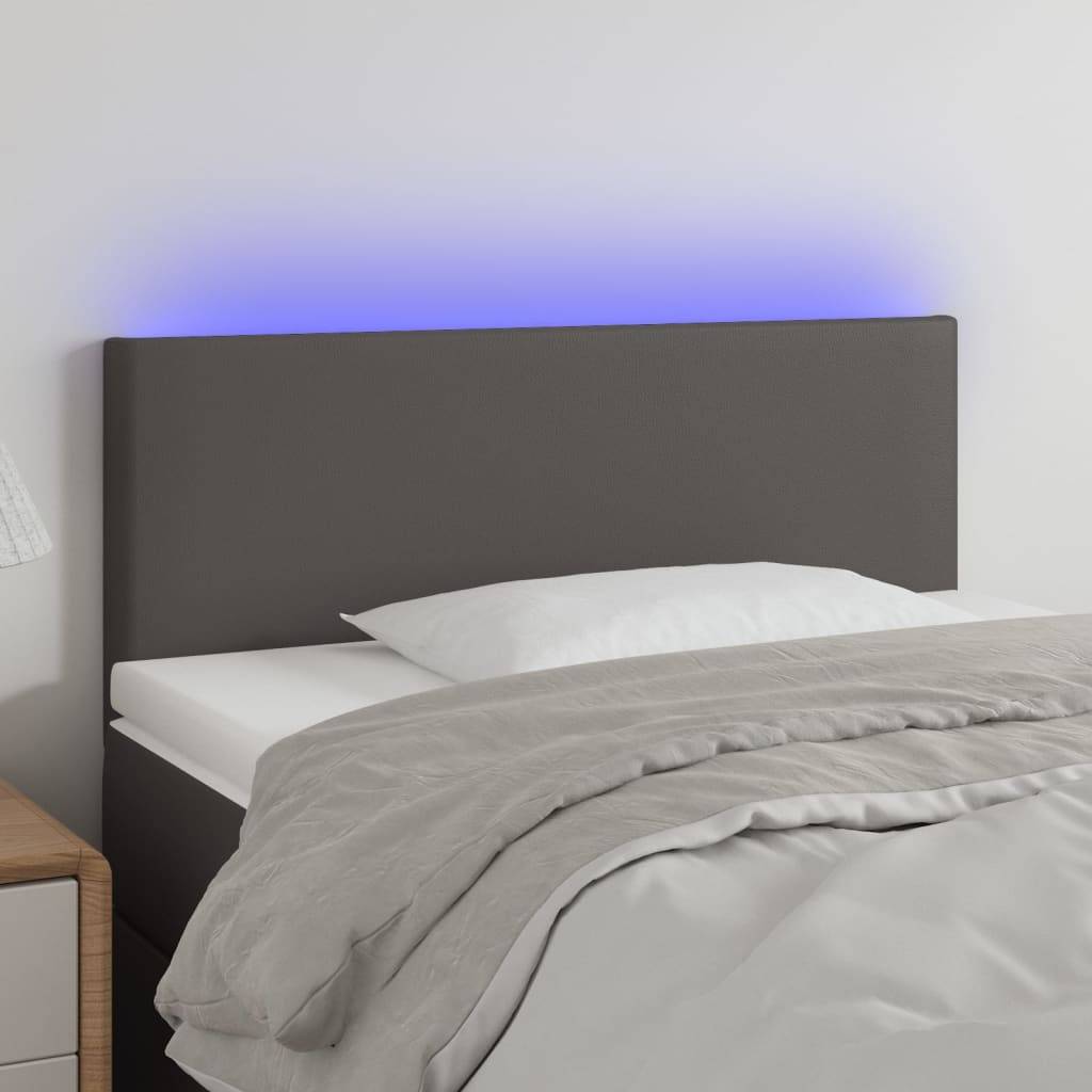 vidaXL LED Kopfteil Grau 80x5x78/88 cm Kunstleder