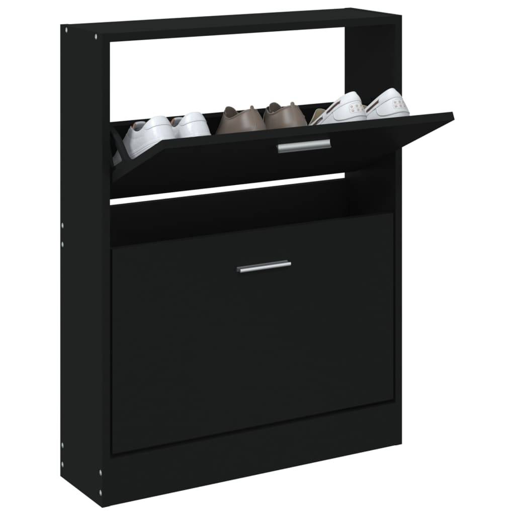 vidaXL Schuhschrank Schwarz 59x17x81 cm Holzwerkstoff