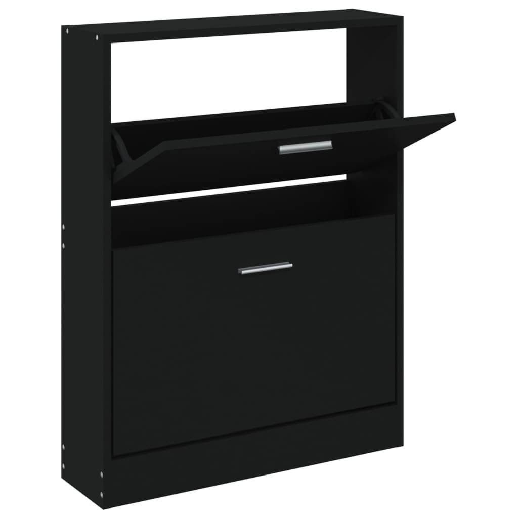 vidaXL Schuhschrank Schwarz 59x17x81 cm Holzwerkstoff