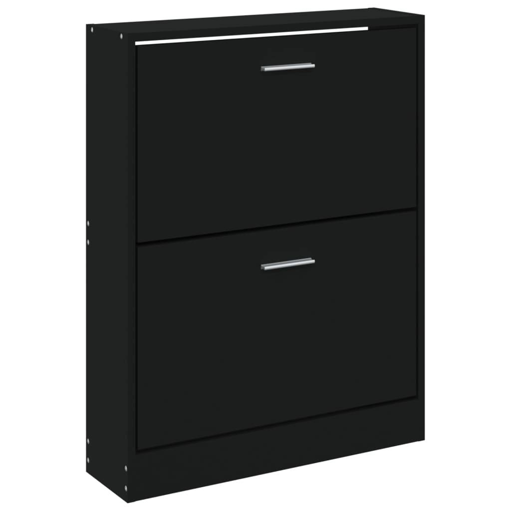 vidaXL Schuhschrank Schwarz 59x17x81 cm Holzwerkstoff