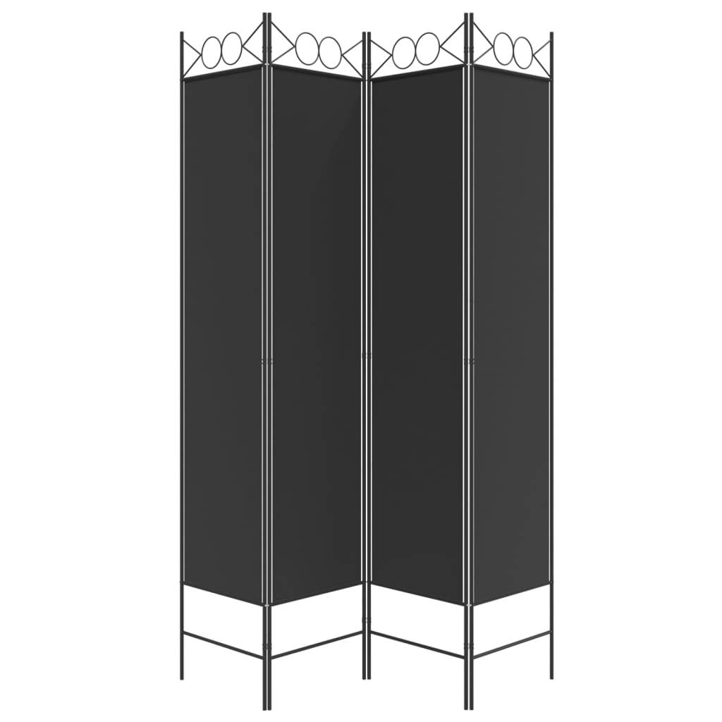 vidaXL 4-tlg. Paravent Schwarz 160x200 cm Stoff