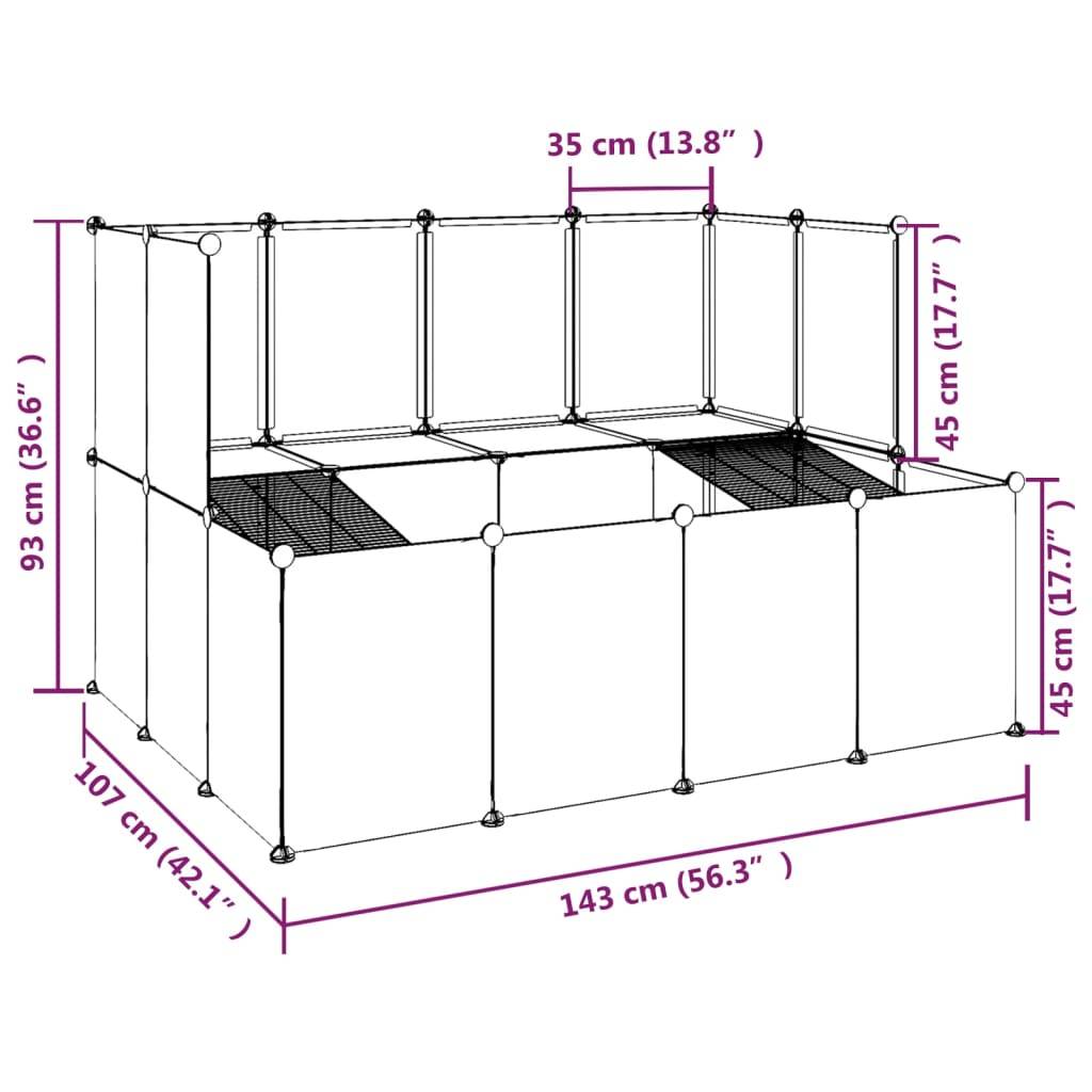 vidaXL Kleintierkäfig Transparent 143x107x93 cm PP und Stahl