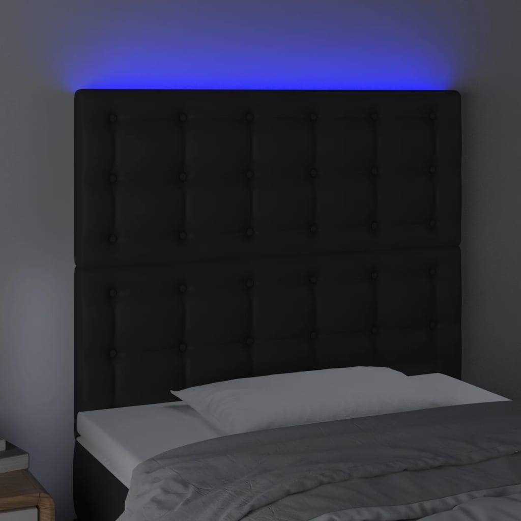 vidaXL LED Kopfteil Schwarz 80x5x118/128 cm Kunstleder