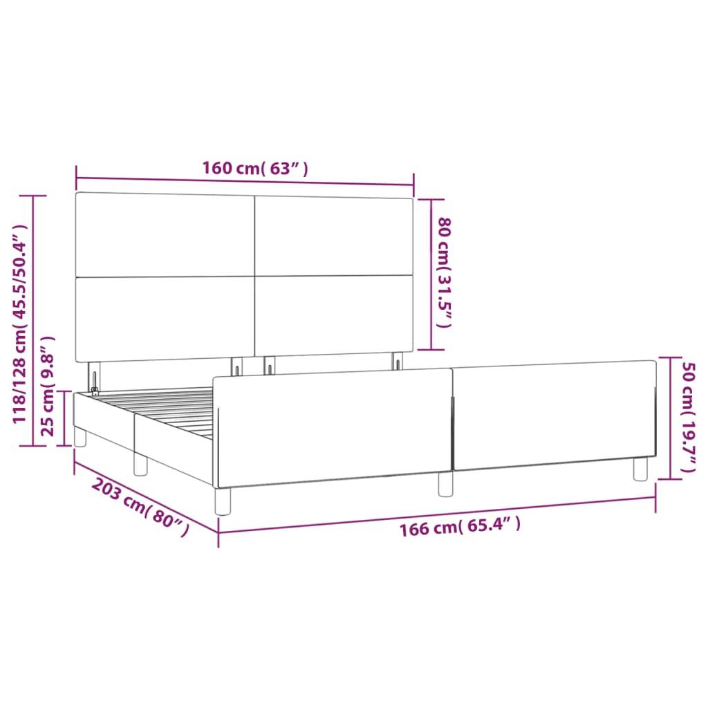 vidaXL Bettgestell ohne Matratze Hellgrau 160x200 cm Stoff