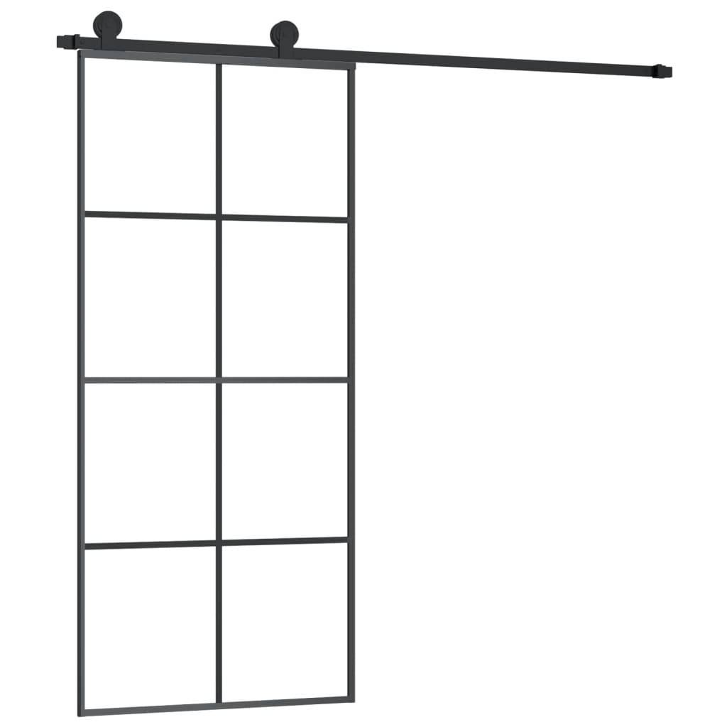 vidaXL Schiebetür mit Beschlag 90x205 cm ESG-Glas & Aluminium