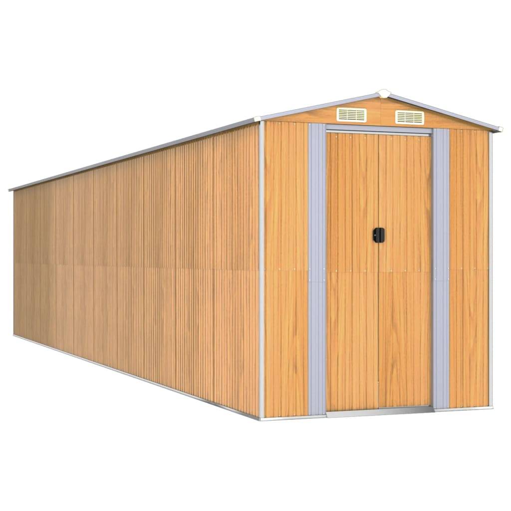 vidaXL Geräteschuppen Hellbraun 192x855x223 cm Verzinkter Stahl