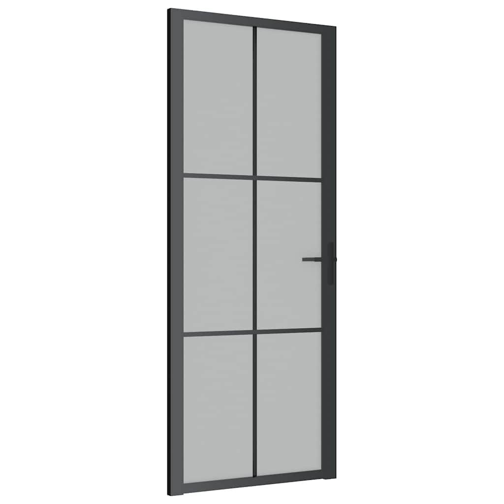 vidaXL Innentür 83x201,5 cm Schwarz Mattglas und Aluminium