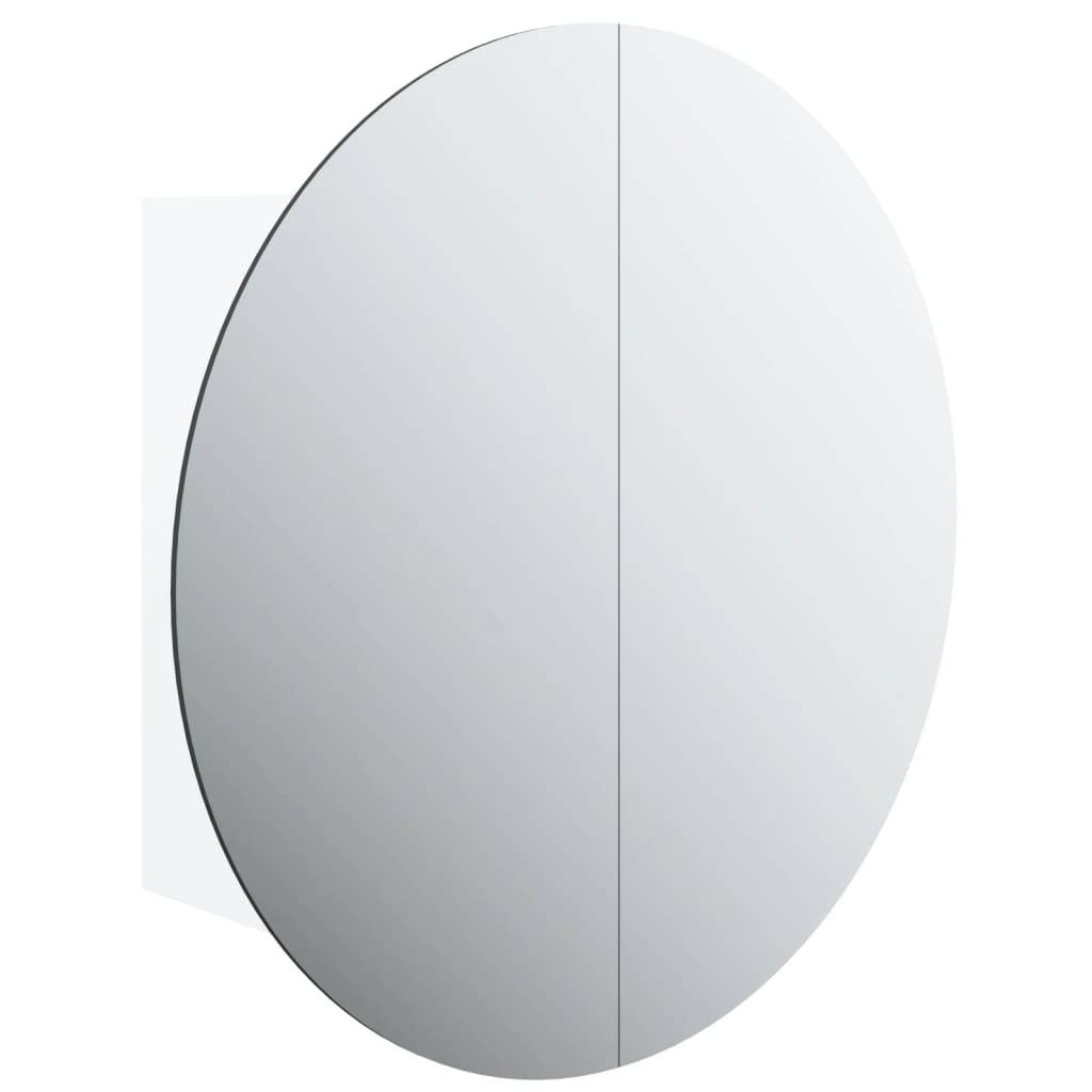 vidaXL Badezimmerschrank mit Rundem Spiegel & LED Weiß 47x47x17,5 cm