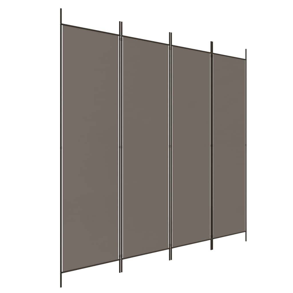 vidaXL 4-tlg. Paravent Anthrazit 200x220 cm Stoff