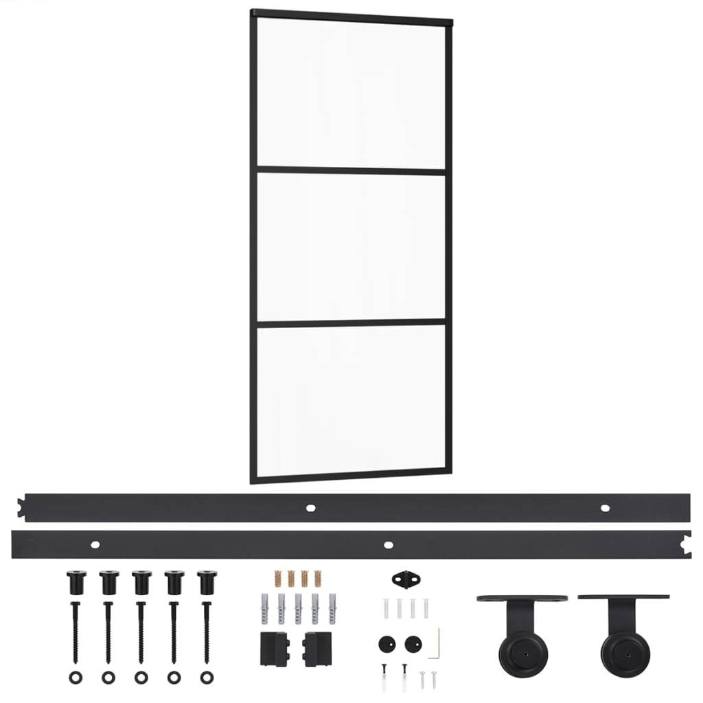 vidaXL Schiebetür mit Beschlag ESG-Glas & Aluminium 90x205 cm