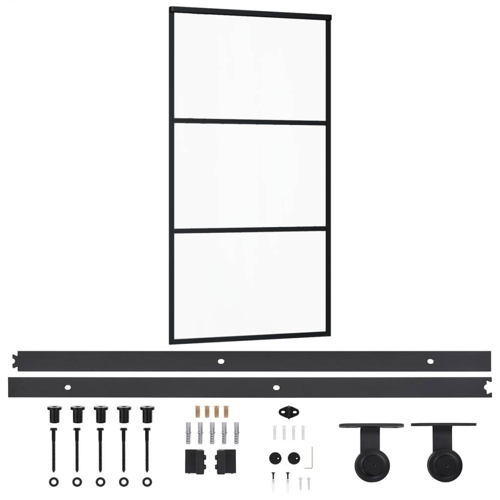 vidaXL Schiebetür mit Beschlag ESG-Glas & Aluminium 102x205 cm