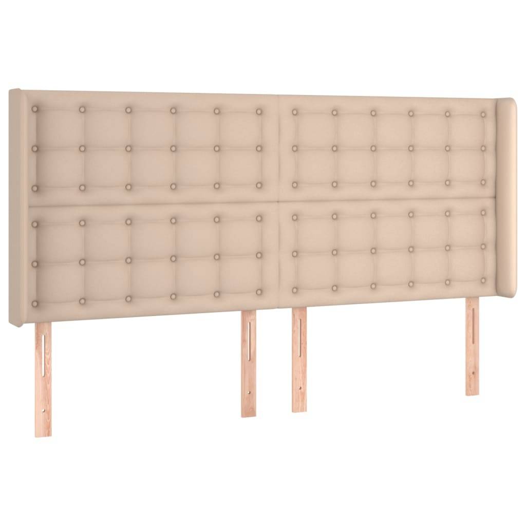 vidaXL Kopfteil mit Ohren Cappuccino-Braun 203x16x118/128cm Kunstleder