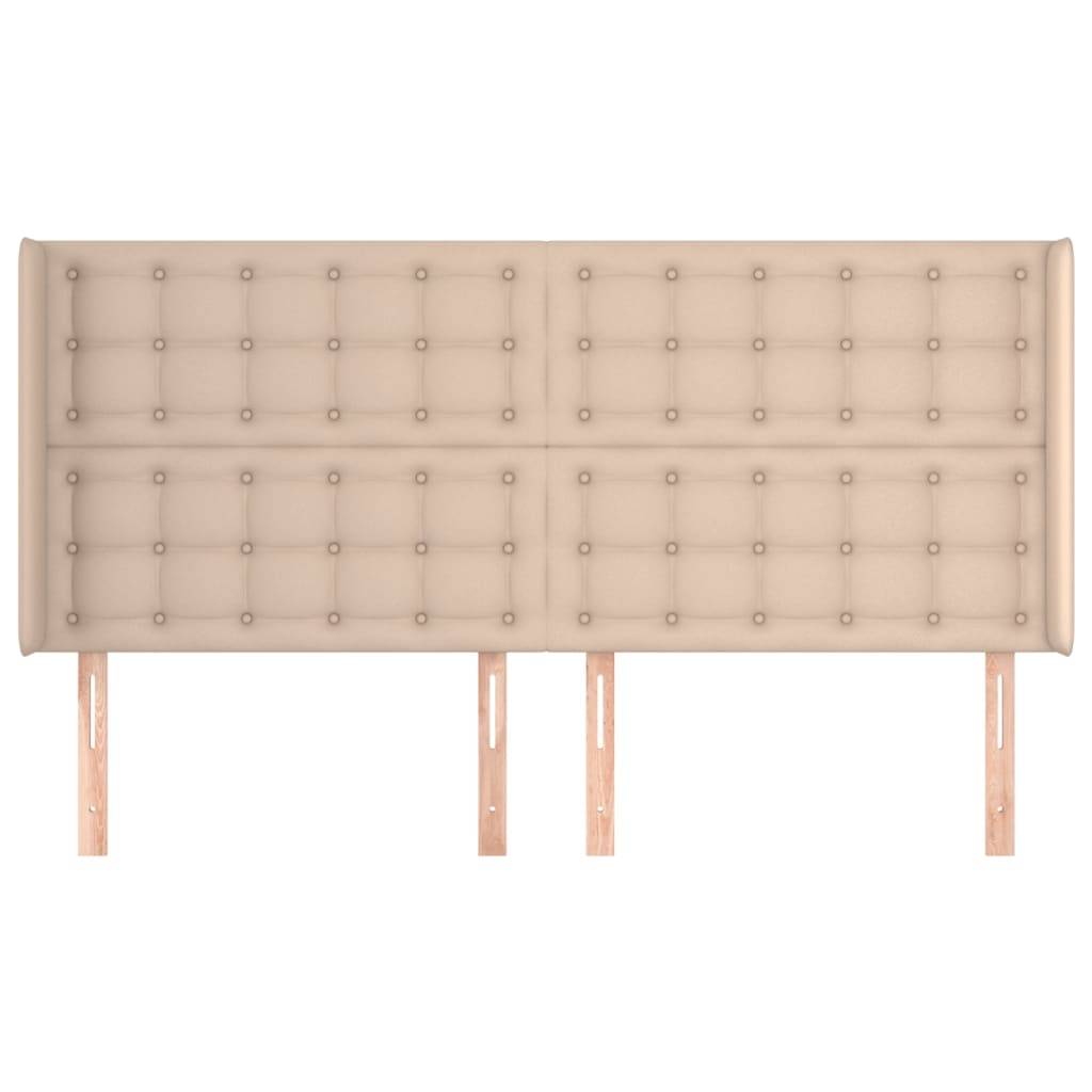vidaXL Kopfteil mit Ohren Cappuccino-Braun 203x16x118/128cm Kunstleder