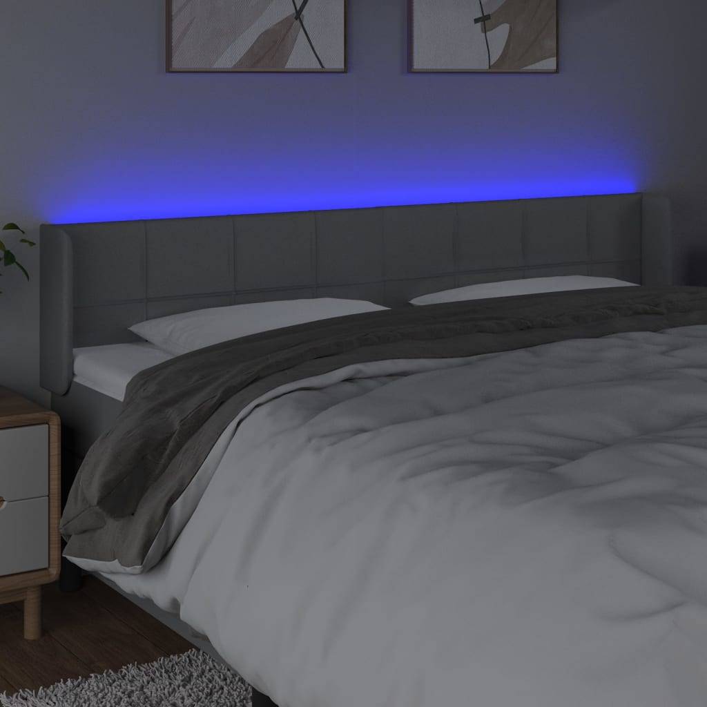 vidaXL LED Kopfteil Hellgrau 203x16x78/88 cm Stoff