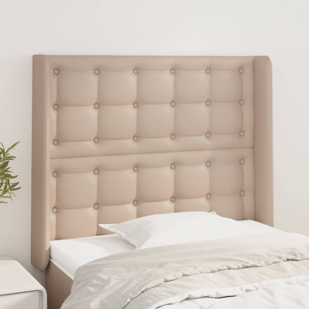vidaXL Kopfteil mit Ohren Cappuccino-Braun 93x16x118/128 cm Kunstleder