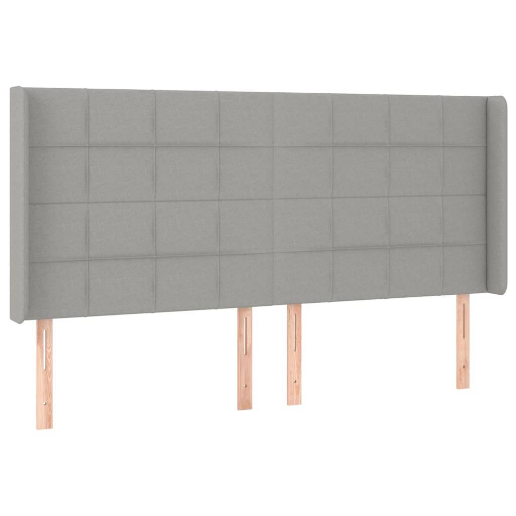 vidaXL Kopfteil mit Ohren Hellgrau 183x16x118/128 cm Stoff