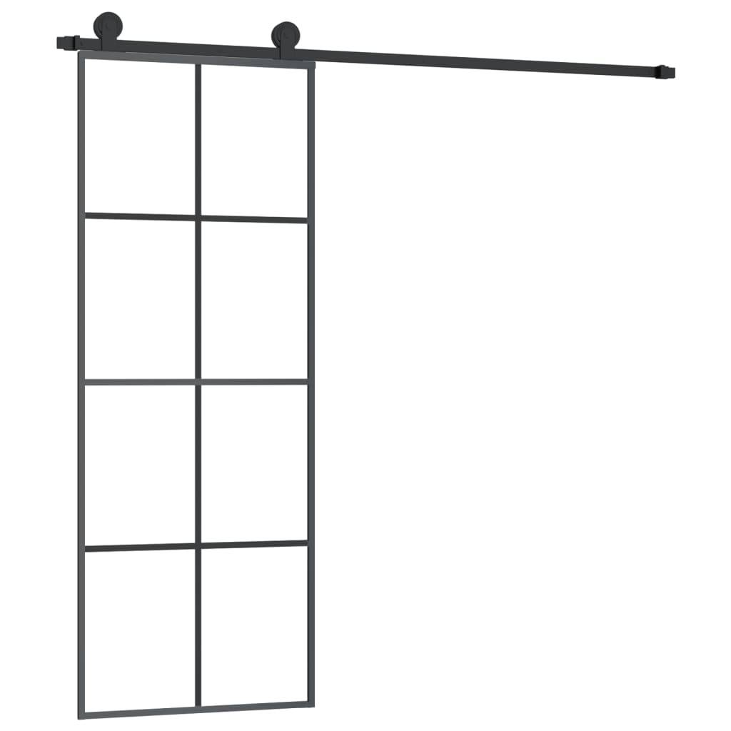 vidaXL Schiebetür mit Beschlag 76x205 cm ESG-Glas & Aluminium