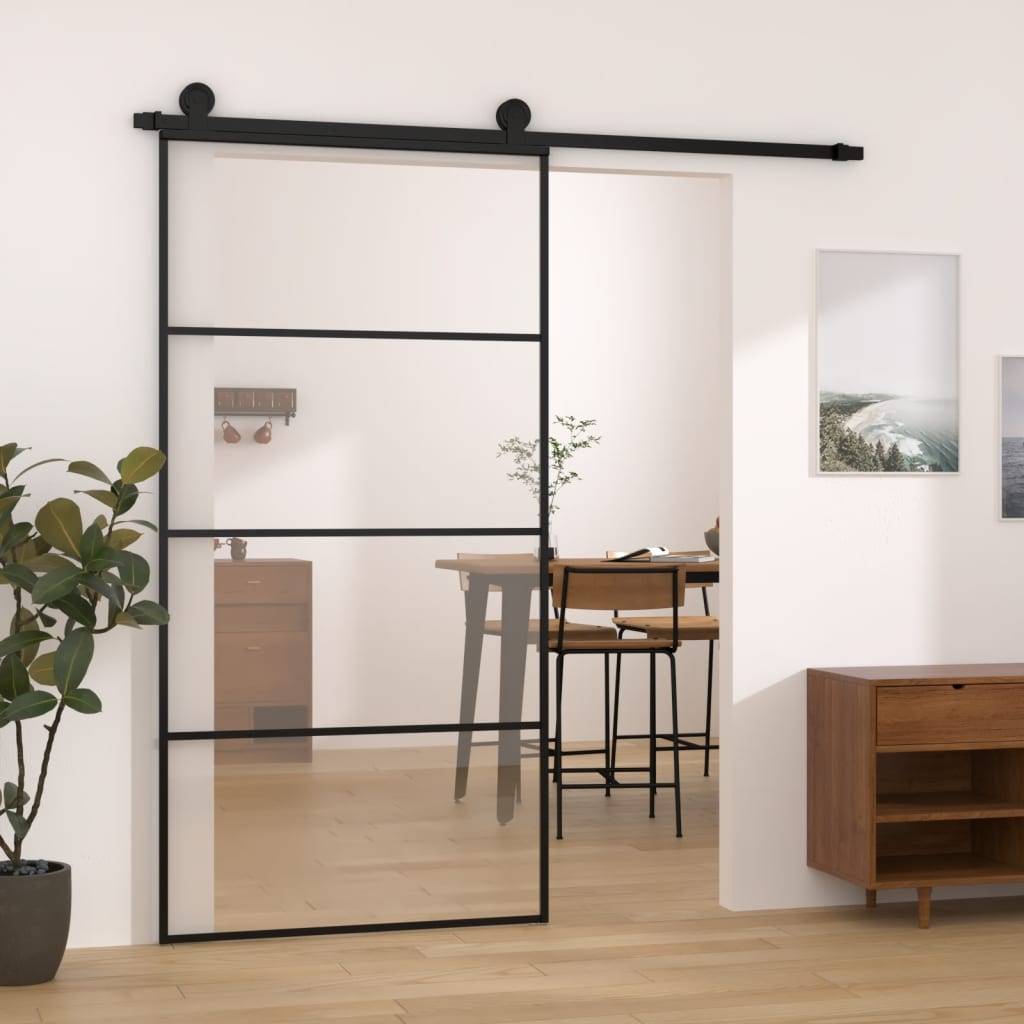 vidaXL Schiebetür mit Beschlag 102,5x205 cm ESG-Glas & Aluminium